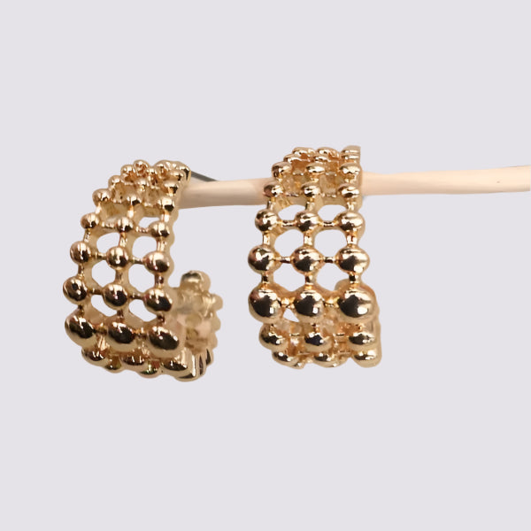3 Row Bead Ball Earrings