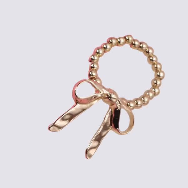 Gold Bow Ribbon Stretch Ring