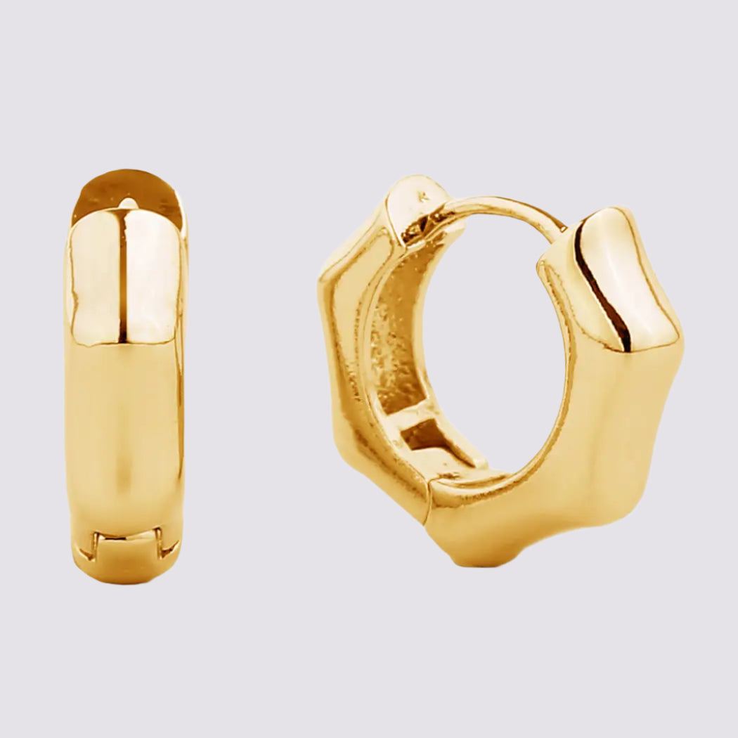 Gold Dipped Wide Hexagon Huggie Earring