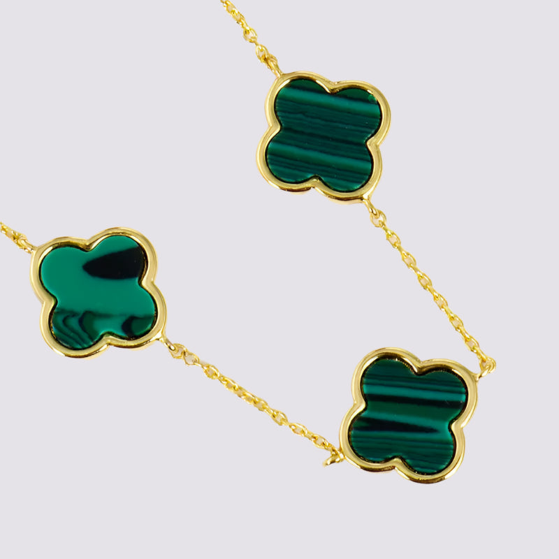 Linked Colored Clover Necklace