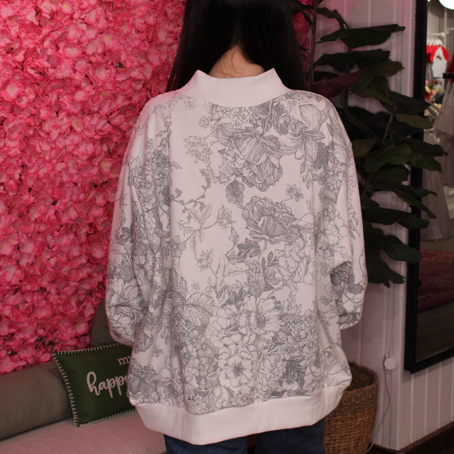 Kori Floral Oversized Mock Neck Sweatshirt