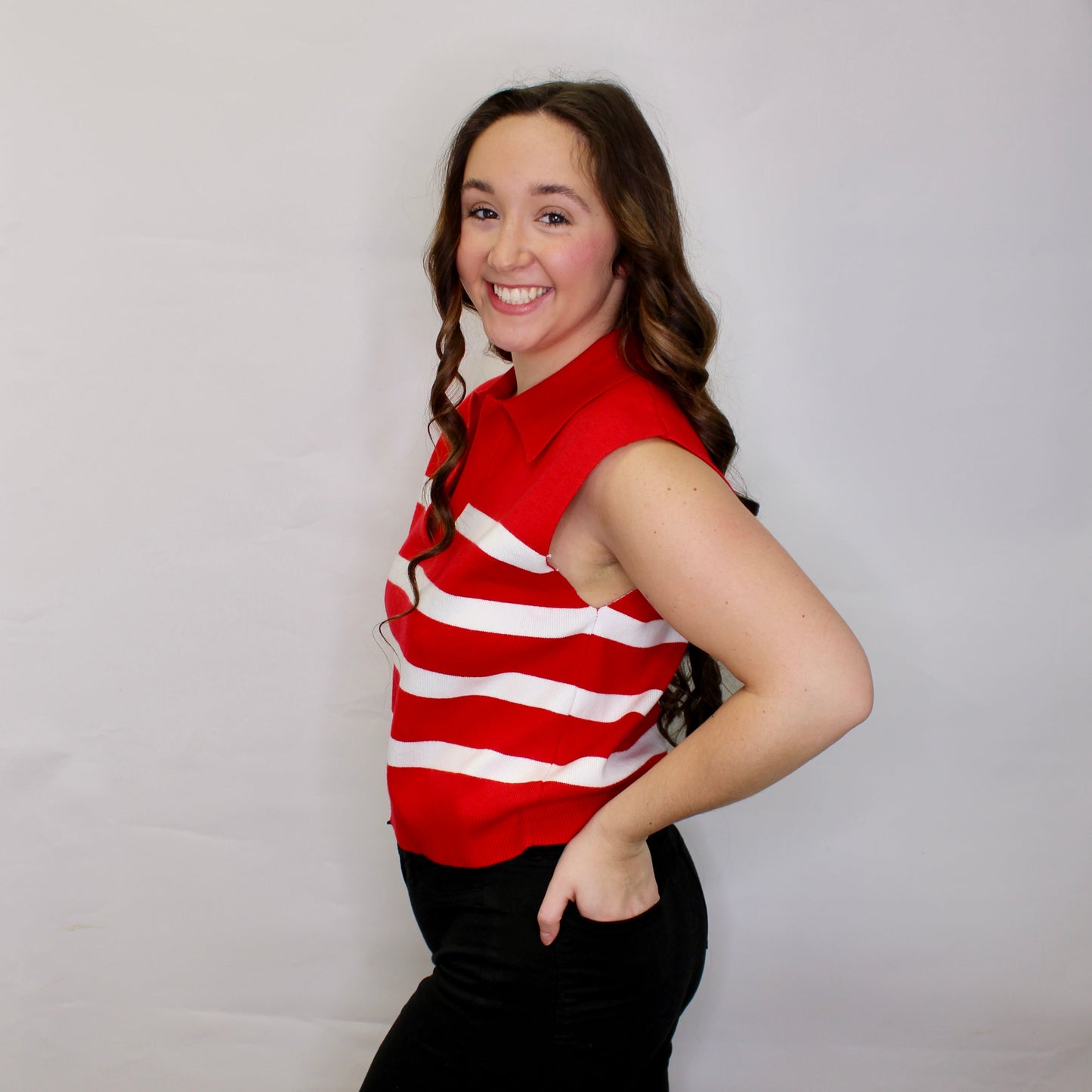 Piper Stripe Polo Knit Top