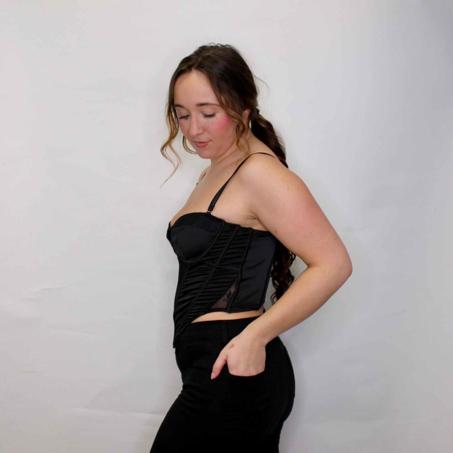 Anwen Satin Stretch Corset Top