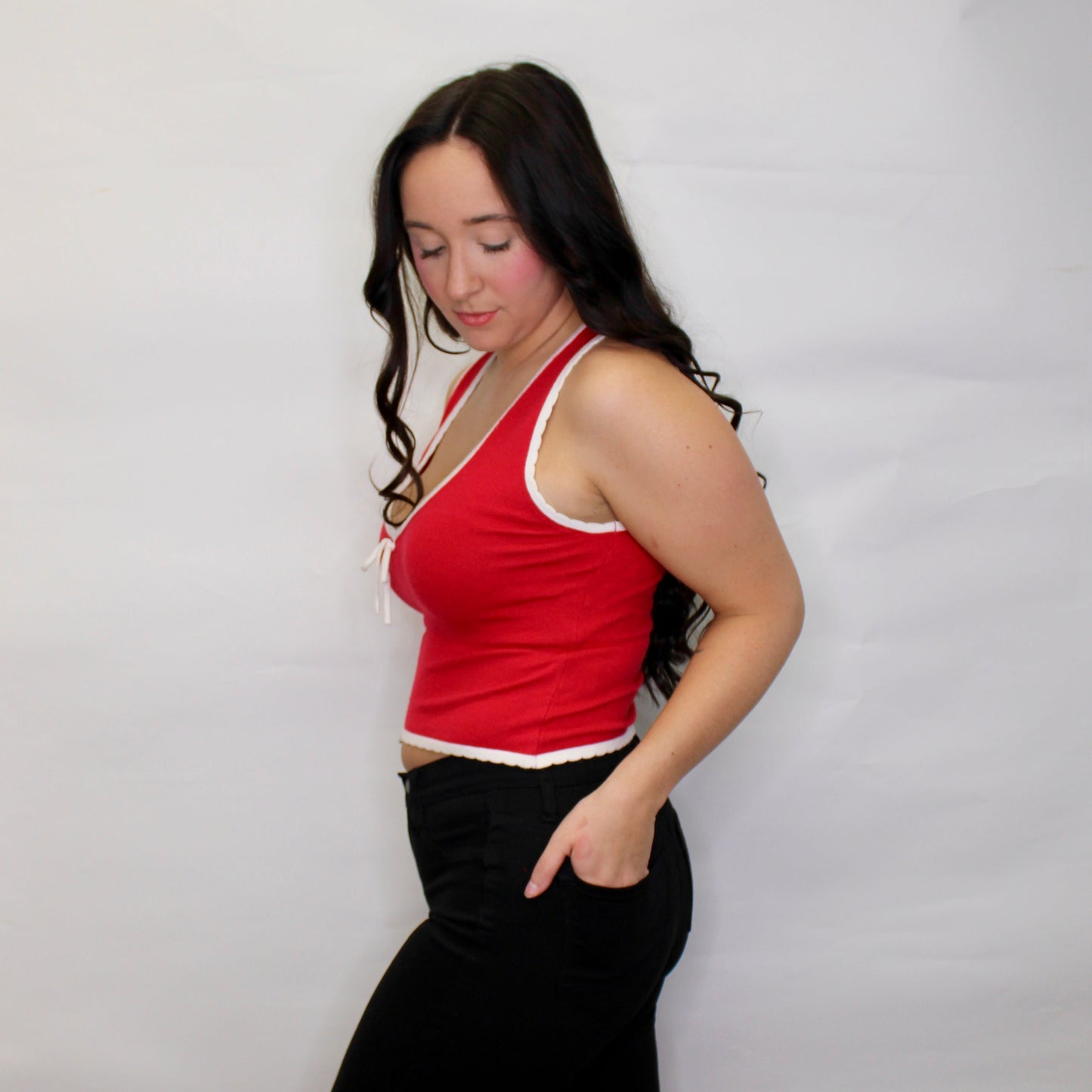 April Contrast Binding Sweater Tank