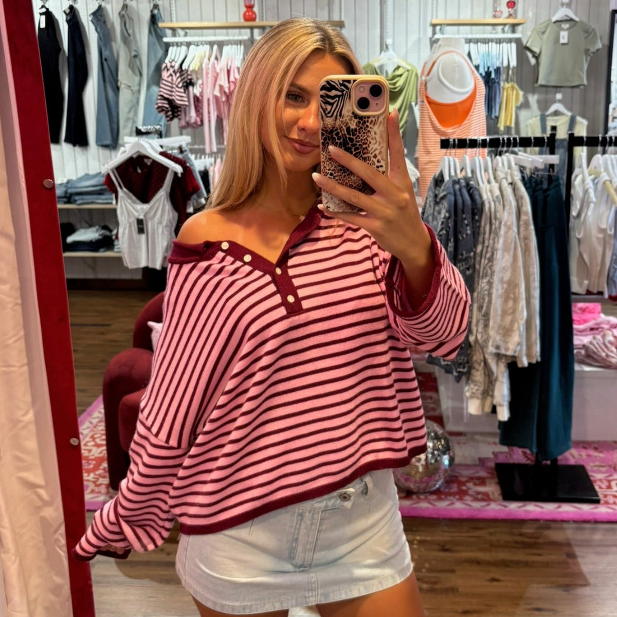 Jianna Striped Knit Top