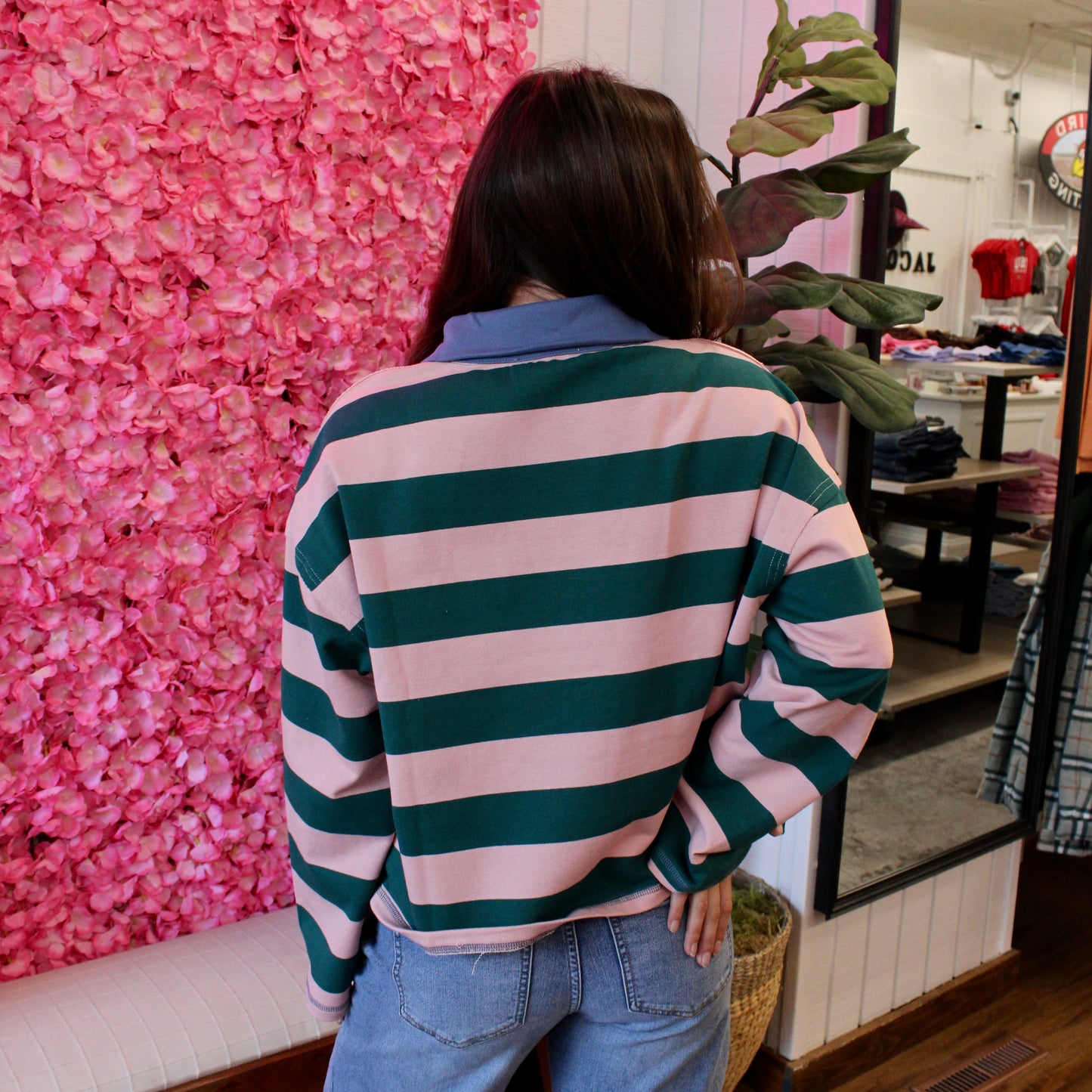 Keke Striped Quarter Zip Sweatshirt