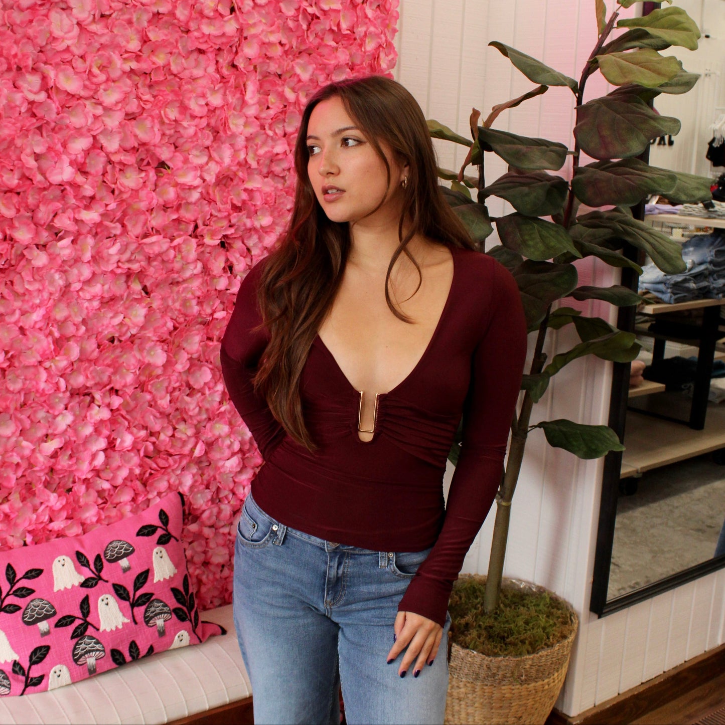 Carla Trim Knit Ruched Top