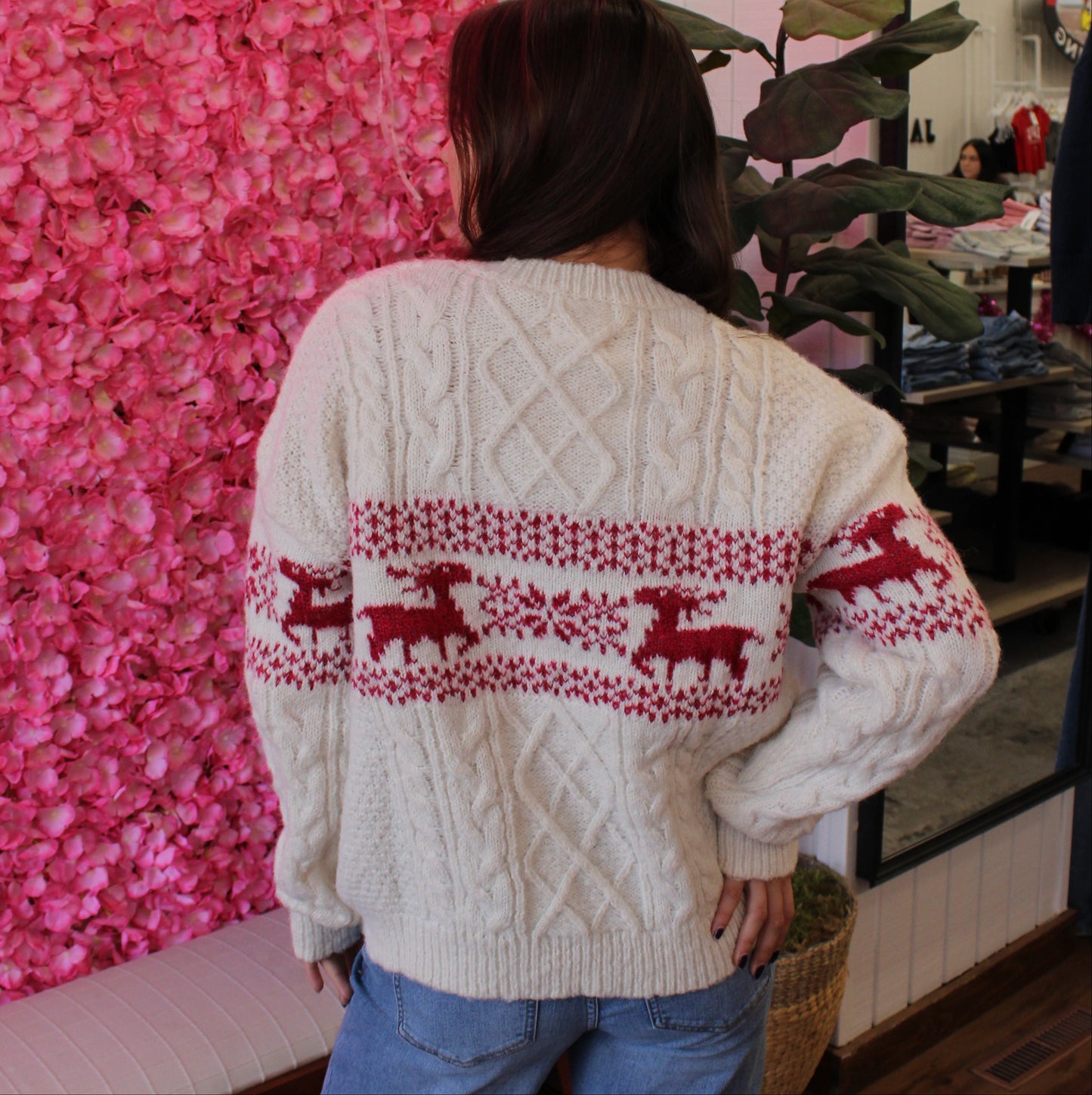 Reindeer Holiday Knit Sweater