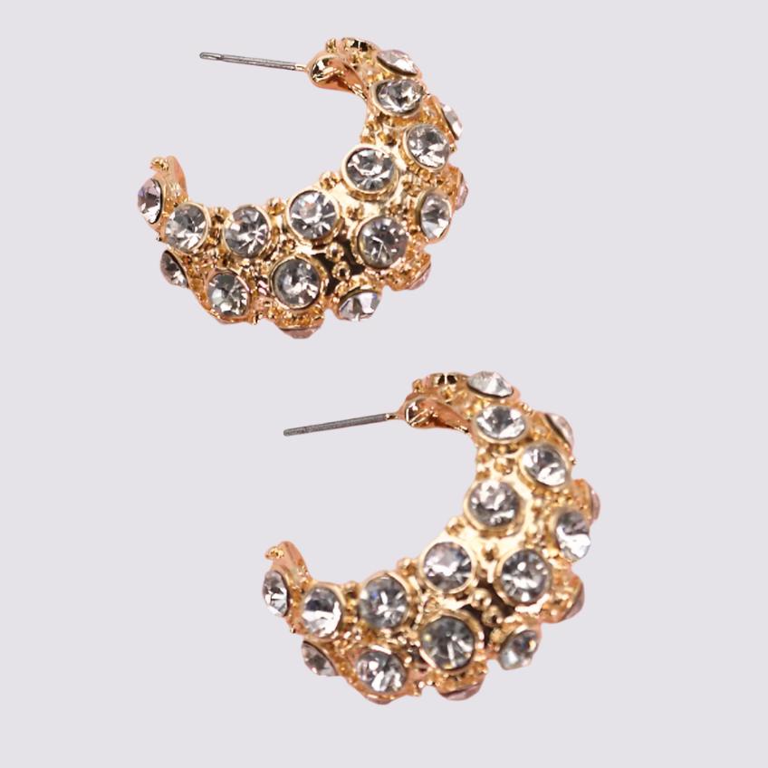 Make The Move Studded Rhinestone Hoop Earrings