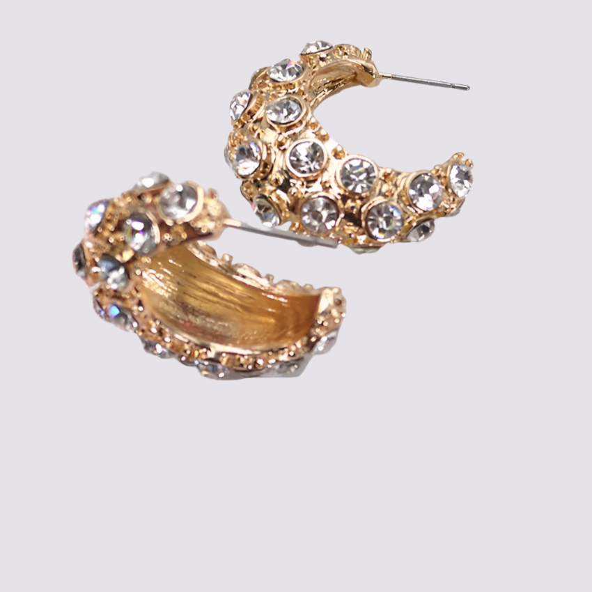 Make The Move Studded Rhinestone Hoop Earrings