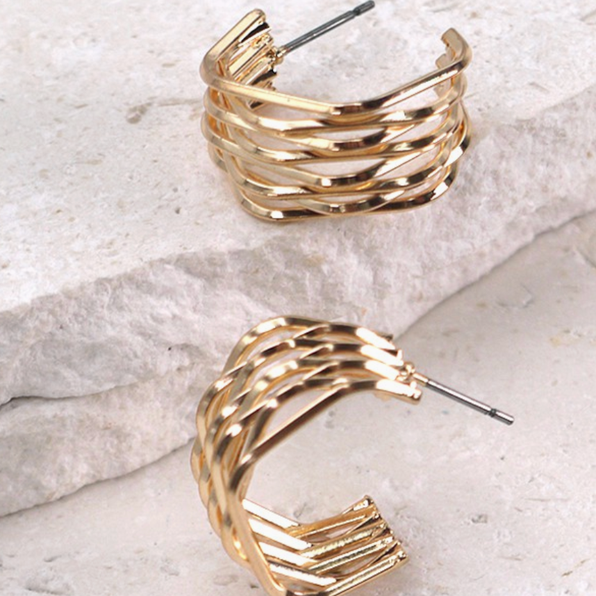 Multi Wired Geo Hoop Earrings