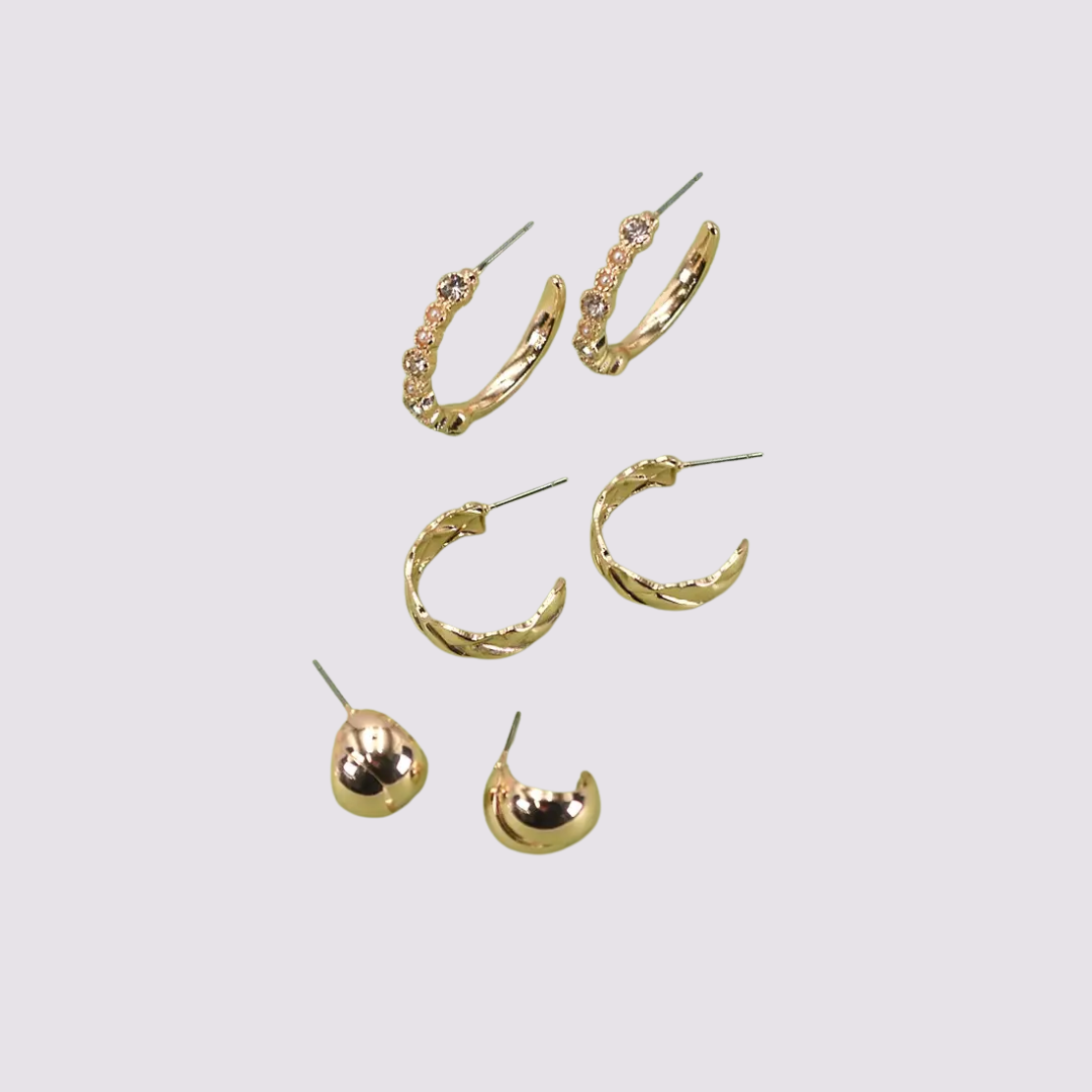 Accented Hoop Trio Earrings