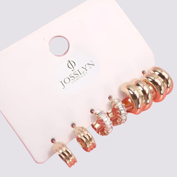 Baguette Stone Double Hoop Earrings
