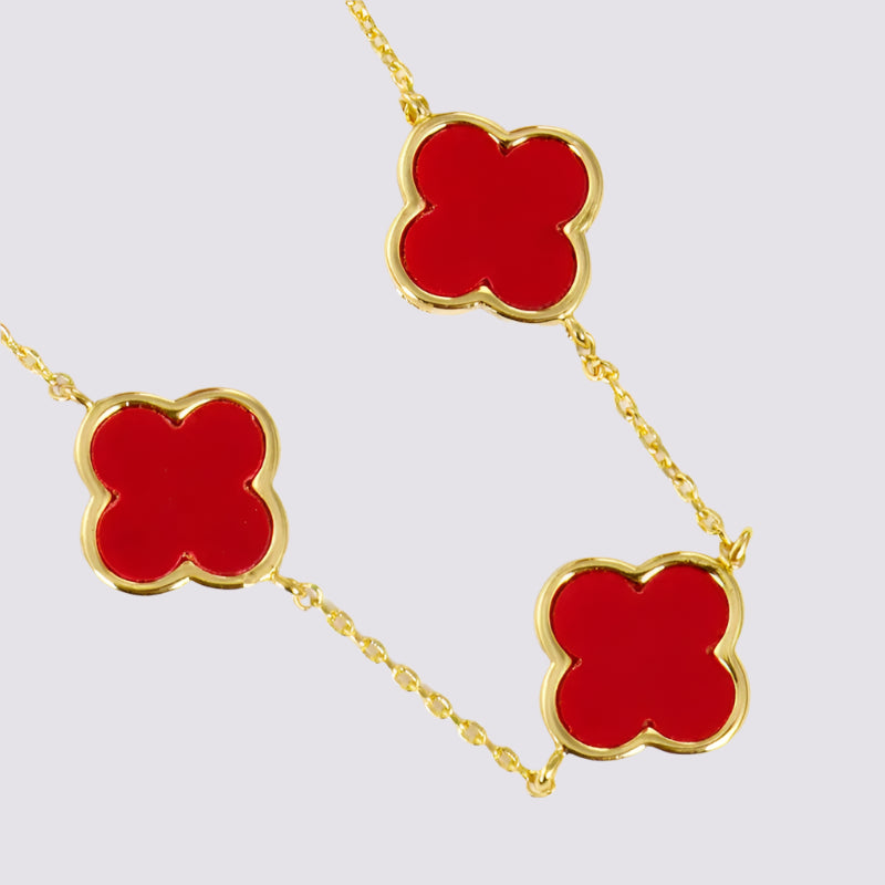 Linked Colored Clover Necklace