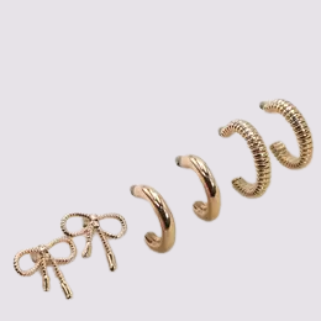 Mini Bow Huggie Hoop Trio