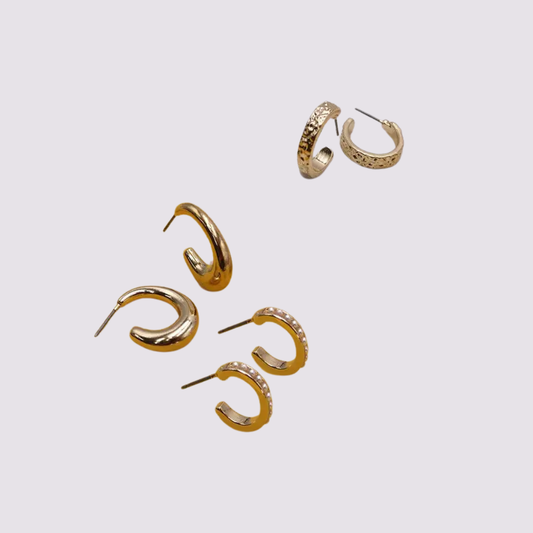 Pearl Mini Hoop Trio Earrings