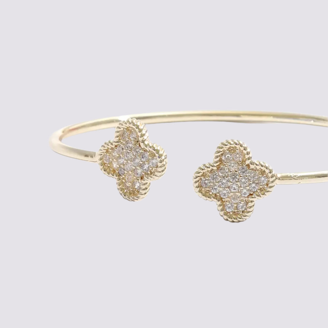 Thin Gold Tone Clover Bracelet