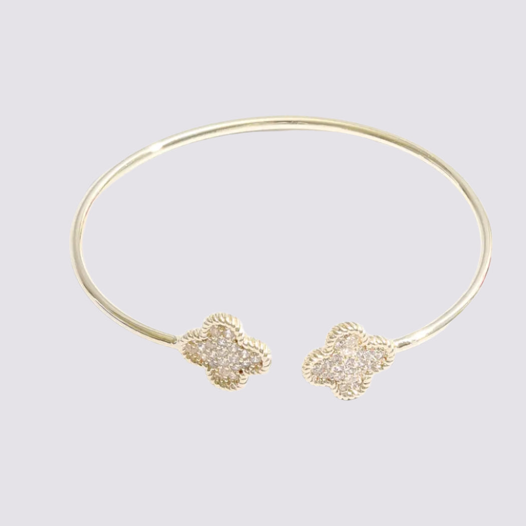 Thin Gold Tone Clover Bracelet