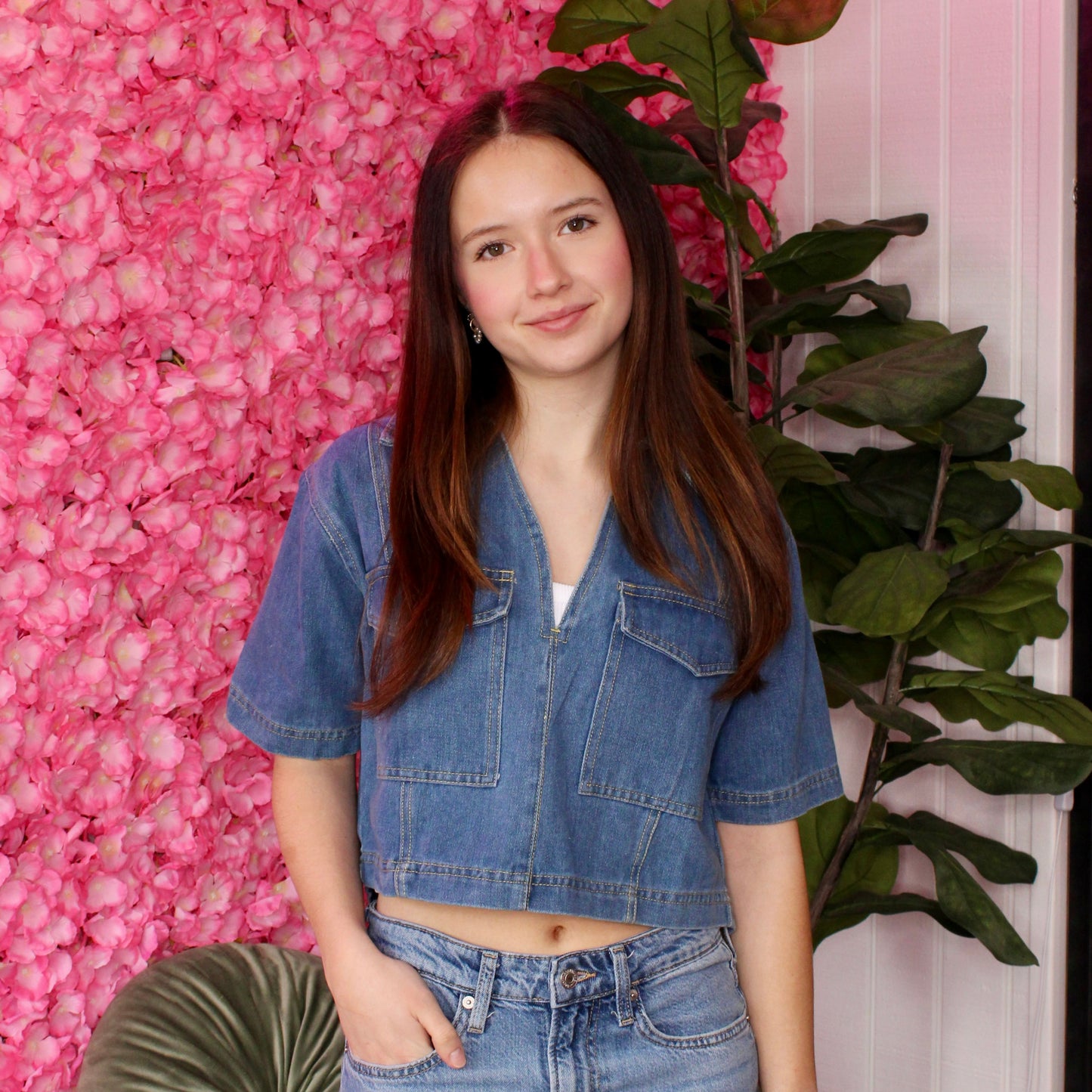 Addison Denim Pocket Top