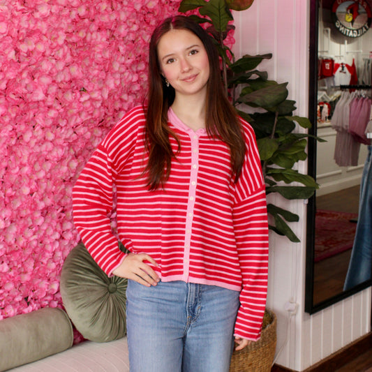 Eloise Button Down Stripe Cardigan