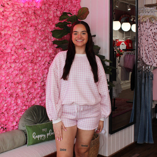 Amoura Gingham Crewneck