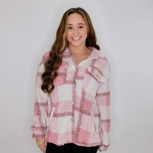 Tate Teddy Fur Plaid Shacket