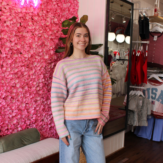 Gianna Sky Stripe Knit Sweater