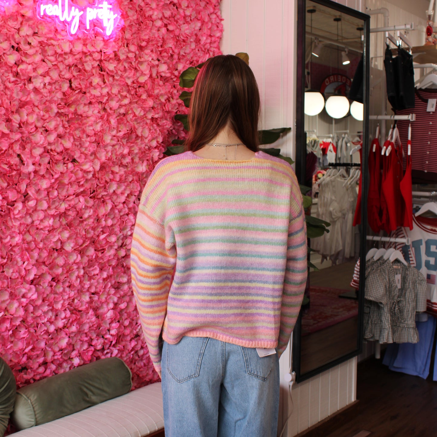 Gianna Sky Stripe Knit Sweater