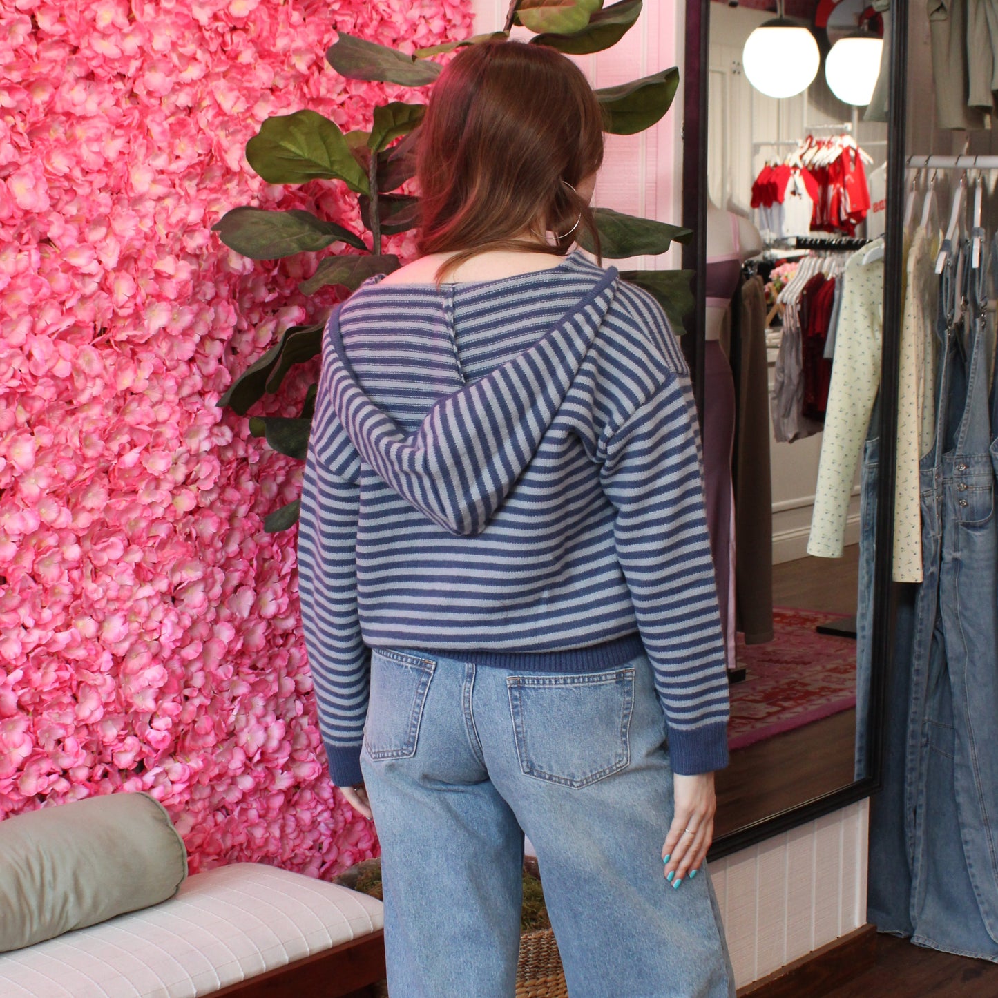 Elowen Stripe Knit Sweater Hoodie