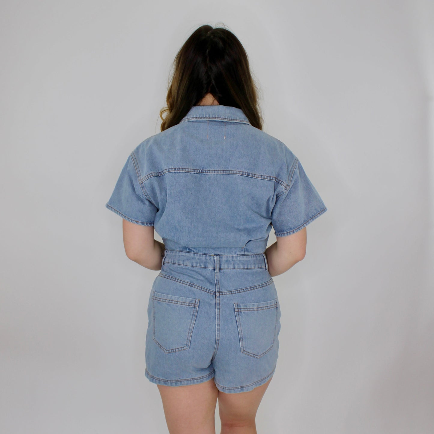 Here For A Good Time Denim Romper