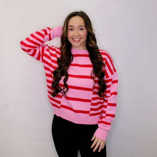 Daphne Bubble Sleeve Stripe Sweater