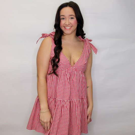 Bella Linen Gingham Dress