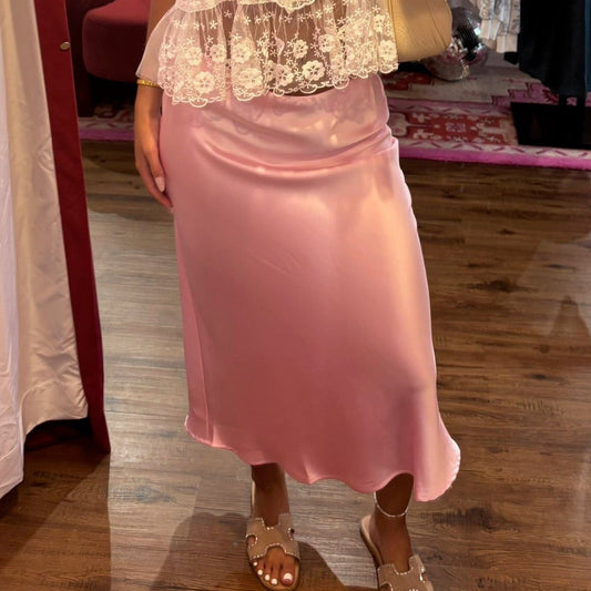 Dalia Satin Midi Skirt