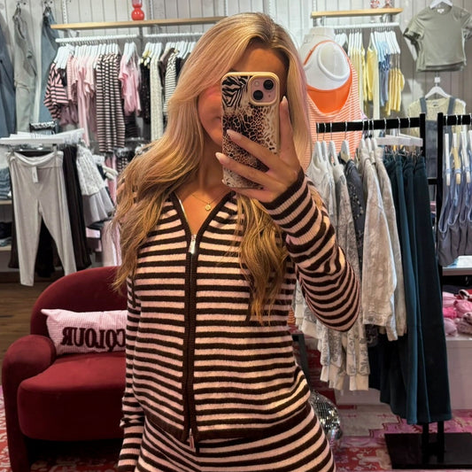 Sadie Stripe Zip Up Sweater