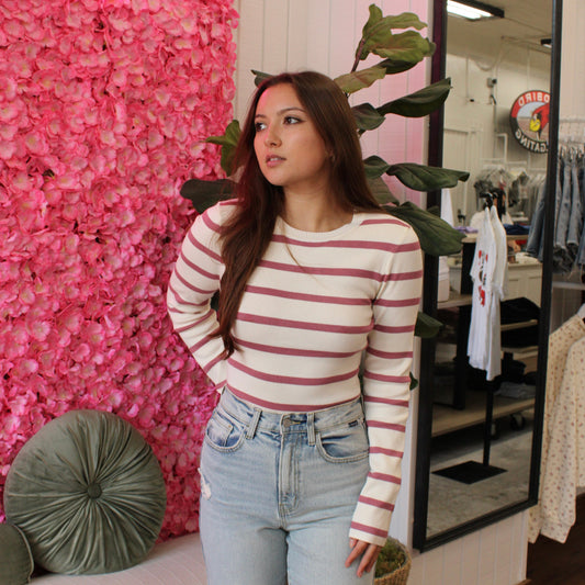 Mikayla Stripe Knit Bodysuit