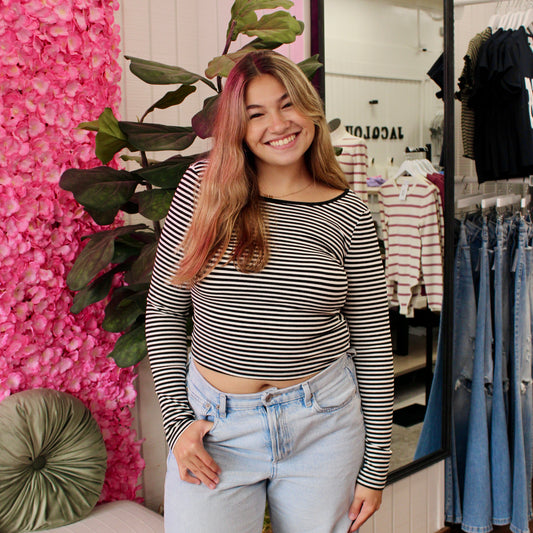 Karlyn Striped Low Back Top