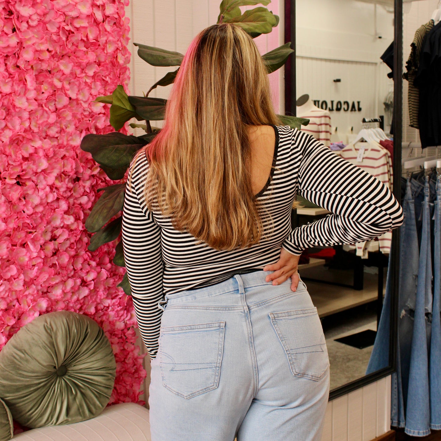 Karlyn Striped Low Back Top
