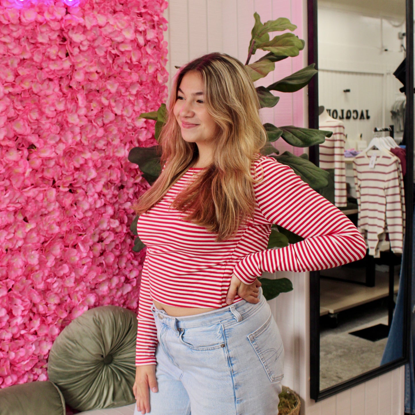 Karlyn Striped Low Back Top