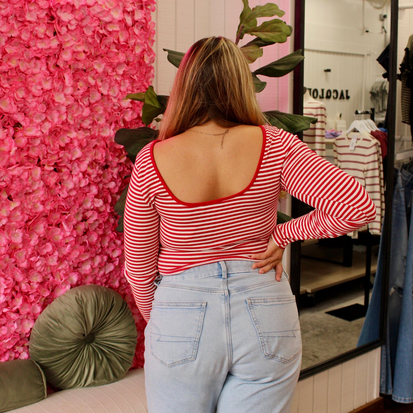 Karlyn Striped Low Back Top