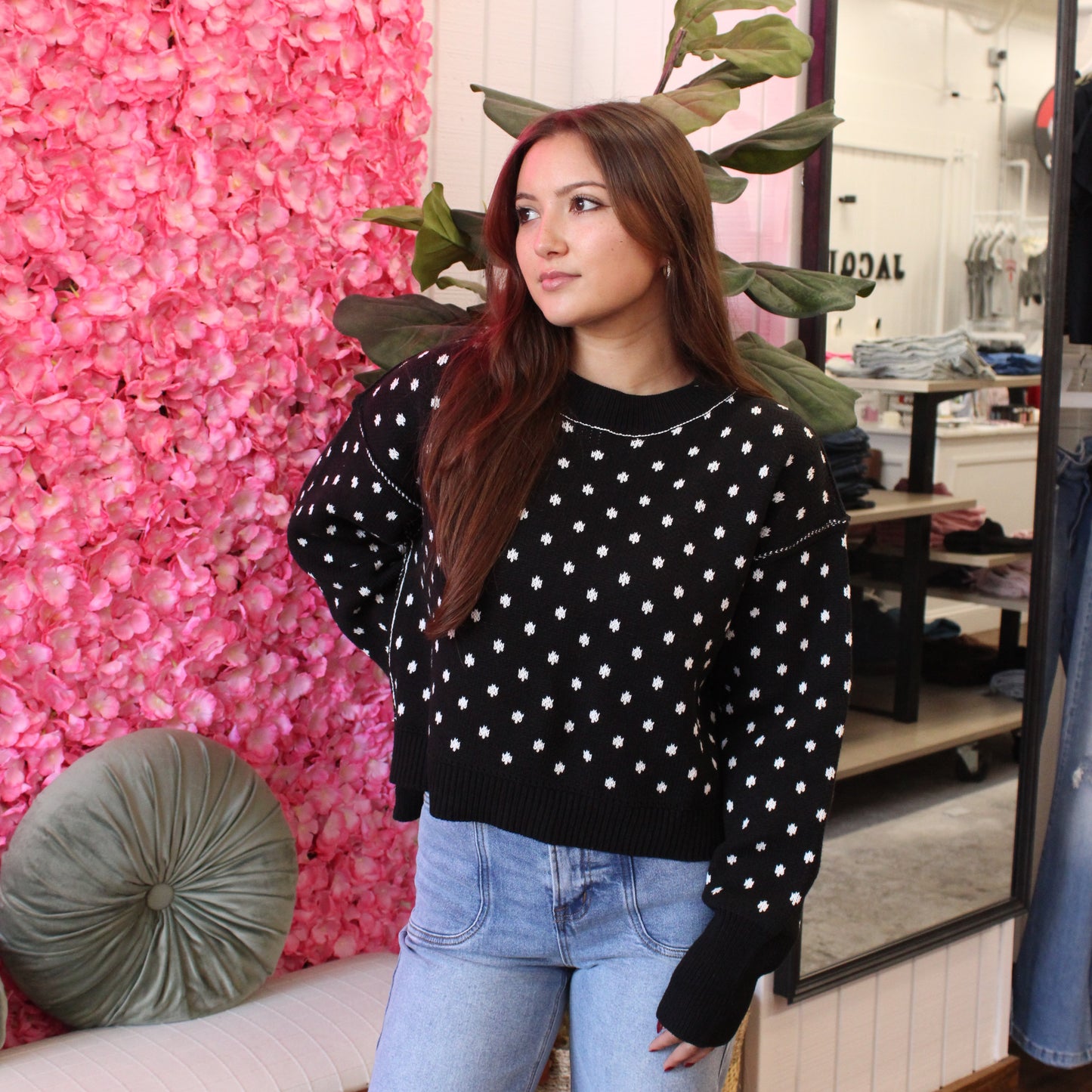 Gwyn Polka Dot Long Sleeve Sweater