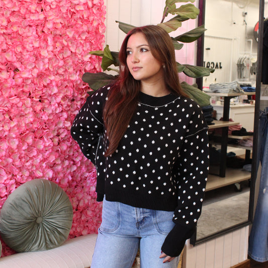 Gwyn Polka Dot Long Sleeve Sweater