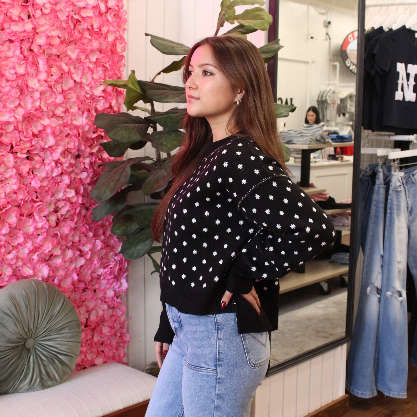 Gwyn Polka Dot Long Sleeve Sweater