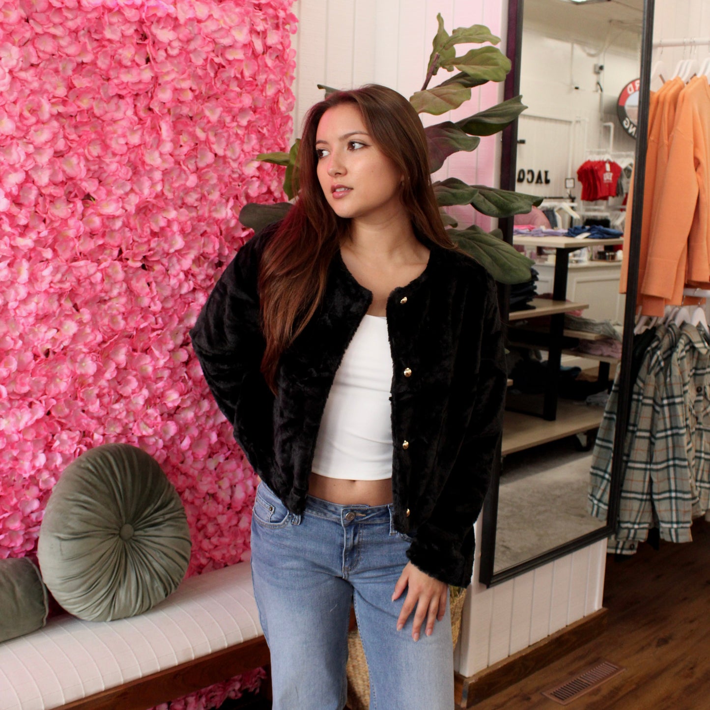 Penelope Faux Fur Crop Jacket
