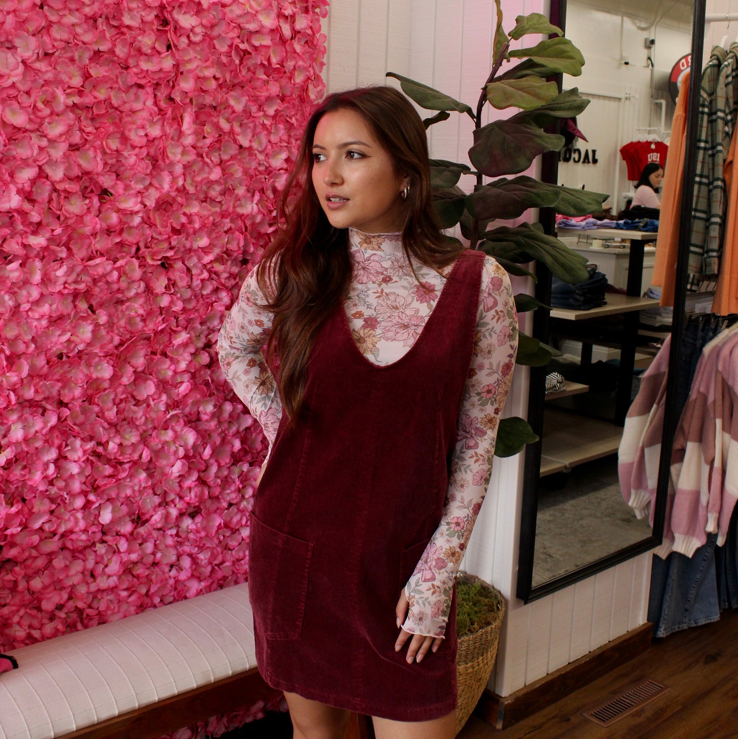 Gianna Floral Print Mesh Long Sleeve