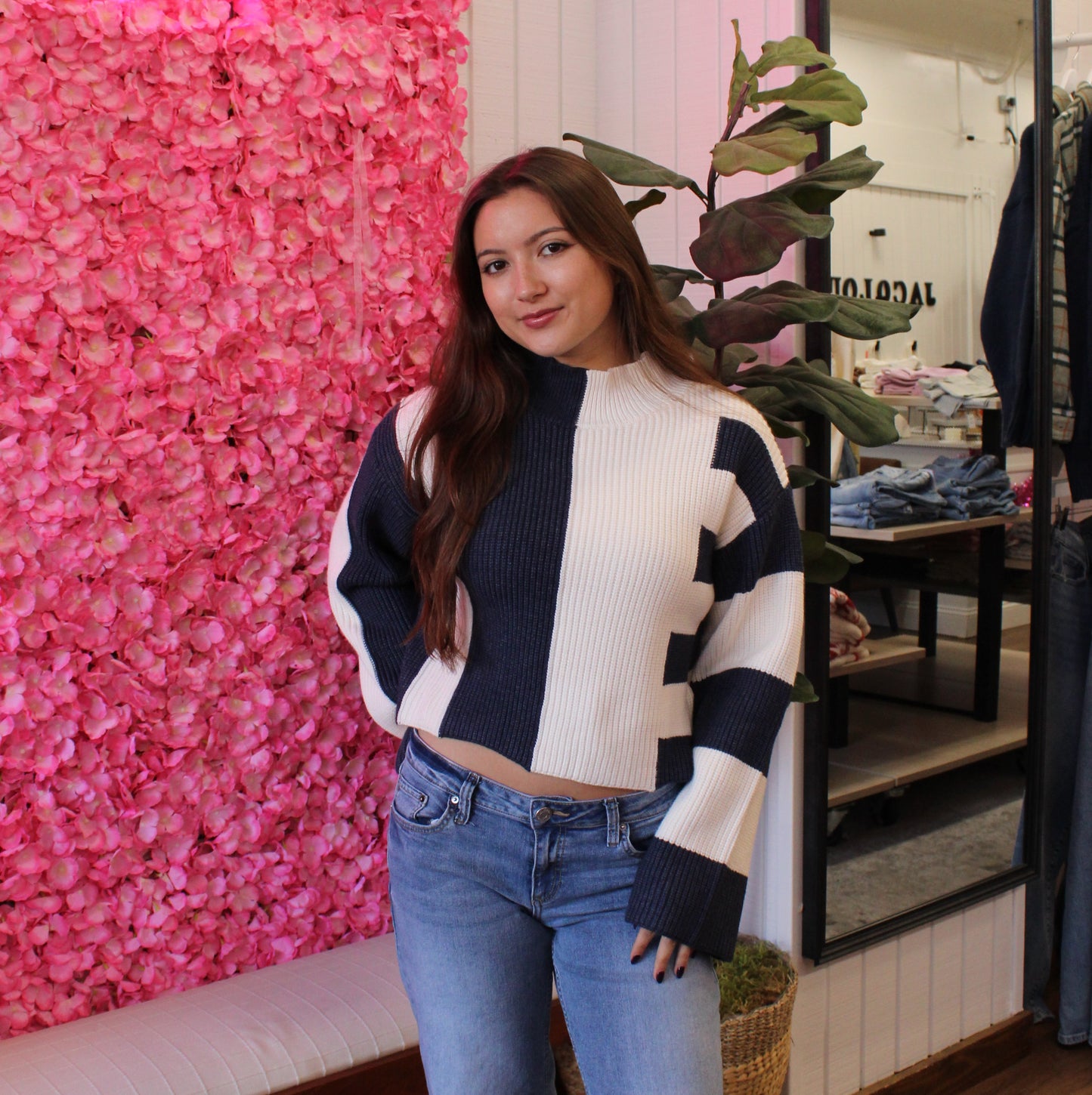 Oaklynn Stripe Mock Neck Sweater