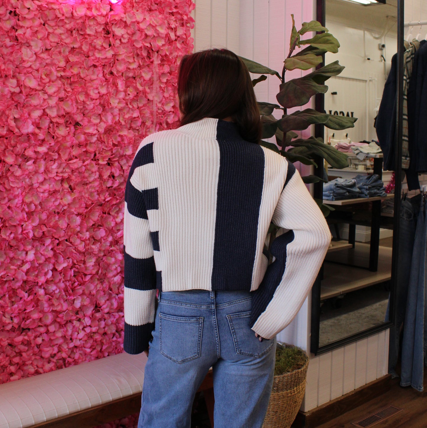 Oaklynn Stripe Mock Neck Sweater