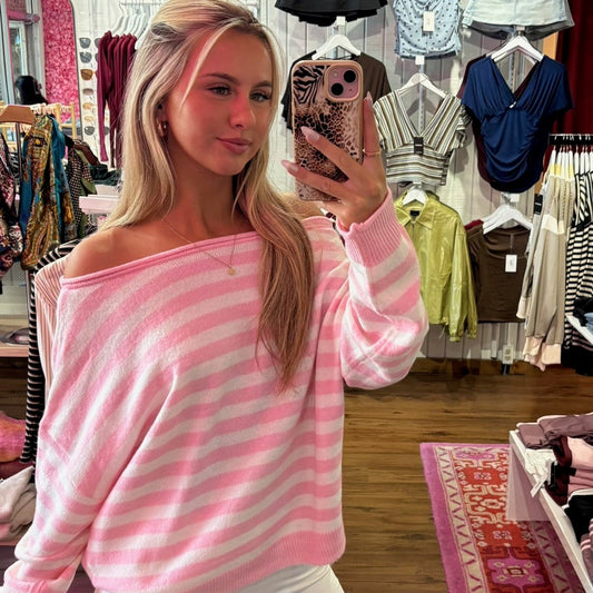 Chidi Off The Shoulder Striped Sweater
