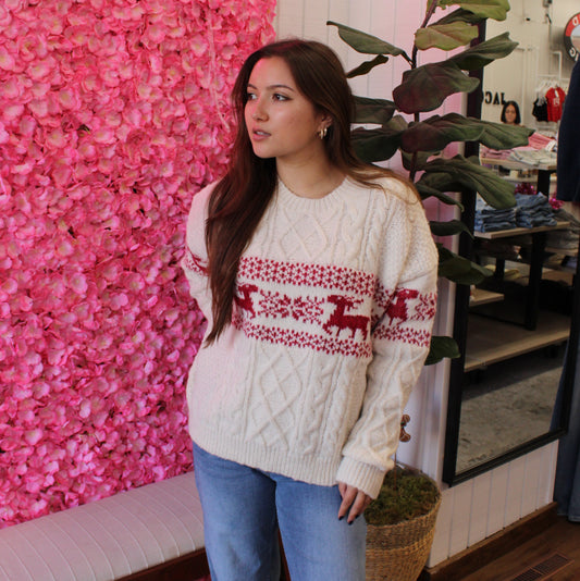 Reindeer Holiday Knit Sweater