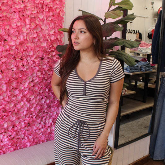 Sami Striped Snap Button Tee