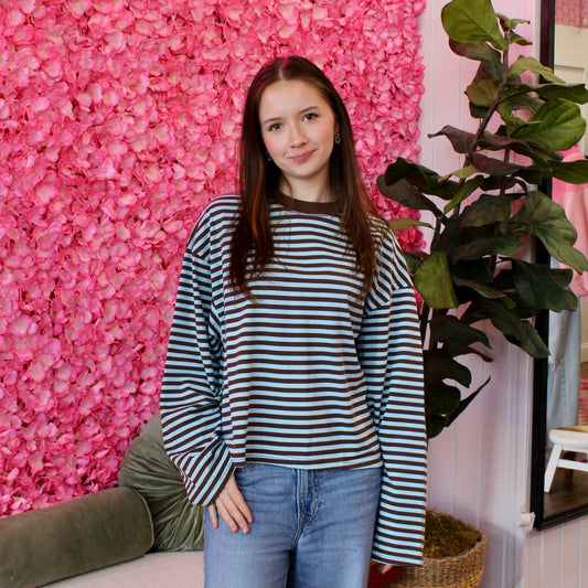 Blakely Stripe Semi-Oversized Long Sleeve Top